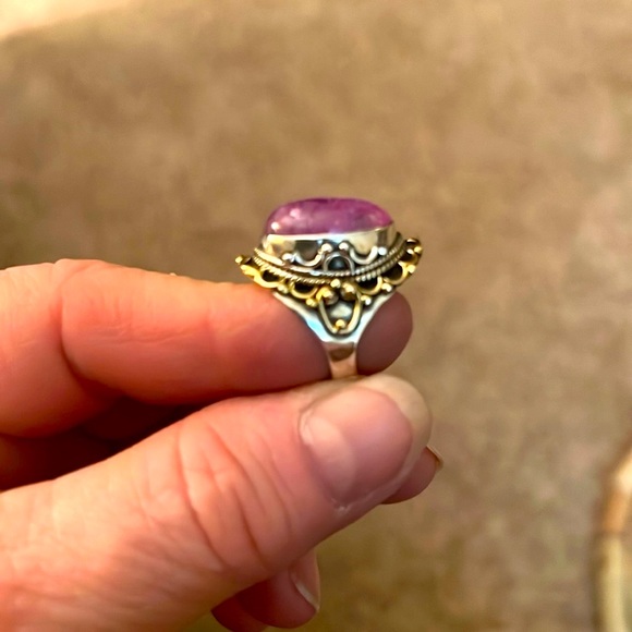 Pink moonstone Ring Size 5 - Picture 2 of 3